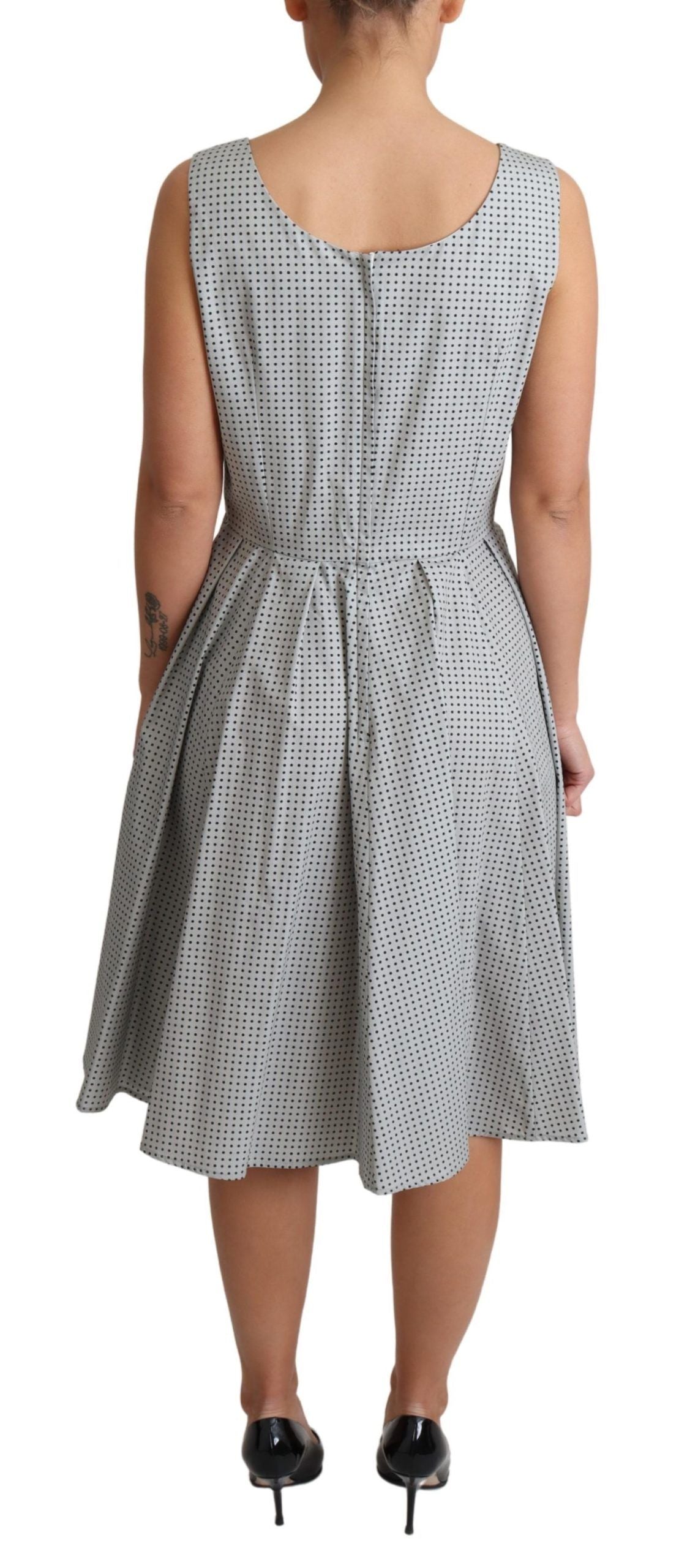 Dolce &amp; Gabbana Grey Polka Dotted Cotton A-Line Dress