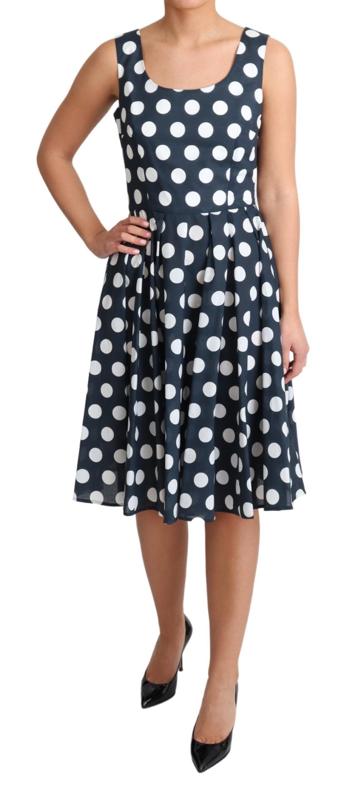 Dolce &amp; Gabbana Blue Polka Dotted Cotton A-Line Dress