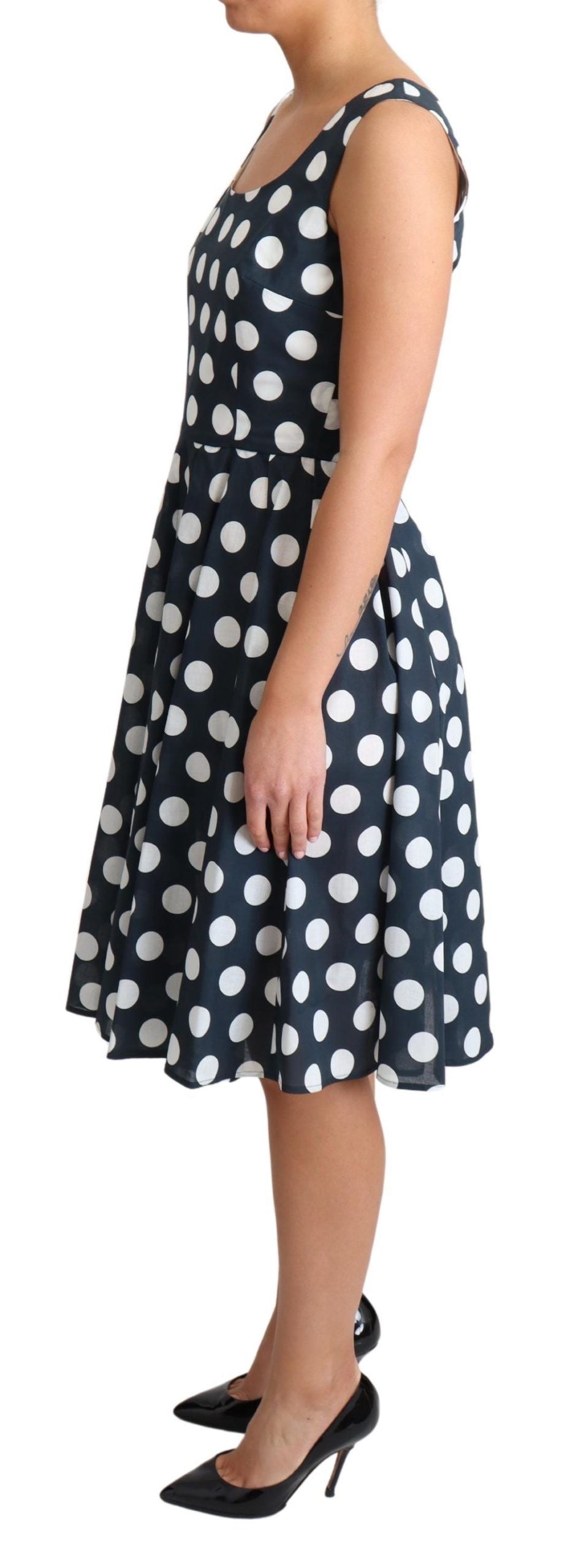 Dolce &amp; Gabbana Blue Polka Dotted Cotton A-Line Dress