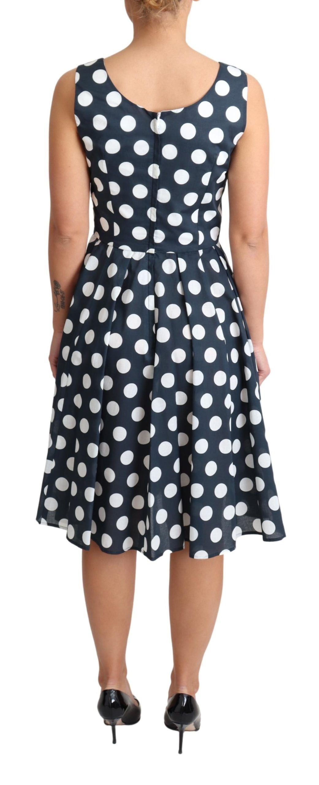 Dolce &amp; Gabbana Blue Polka Dotted Cotton A-Line Dress