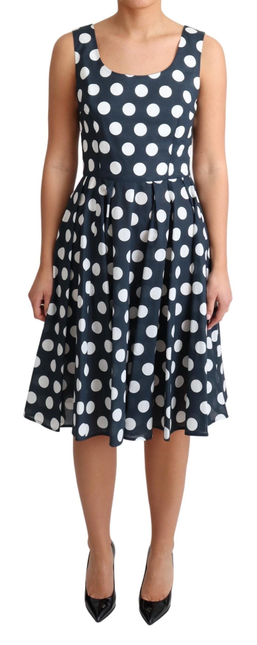 Dolce &amp; Gabbana Blue Polka Dotted Cotton A-Line Dress