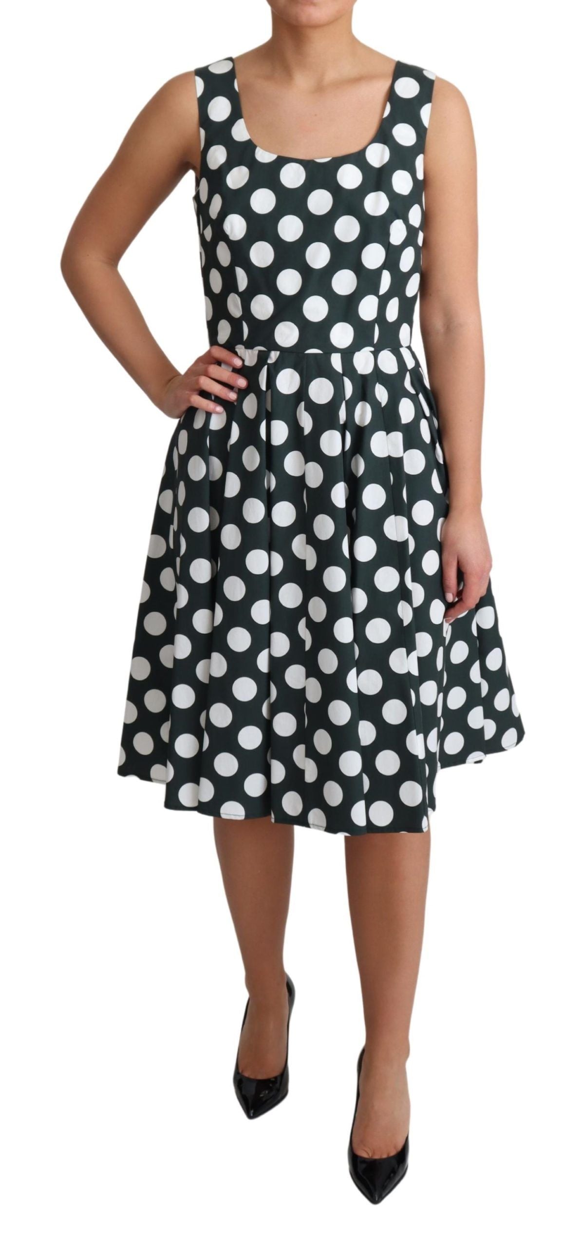 Dolce &amp; Gabbana Green Polka Dotted Cotton A-Line Dress