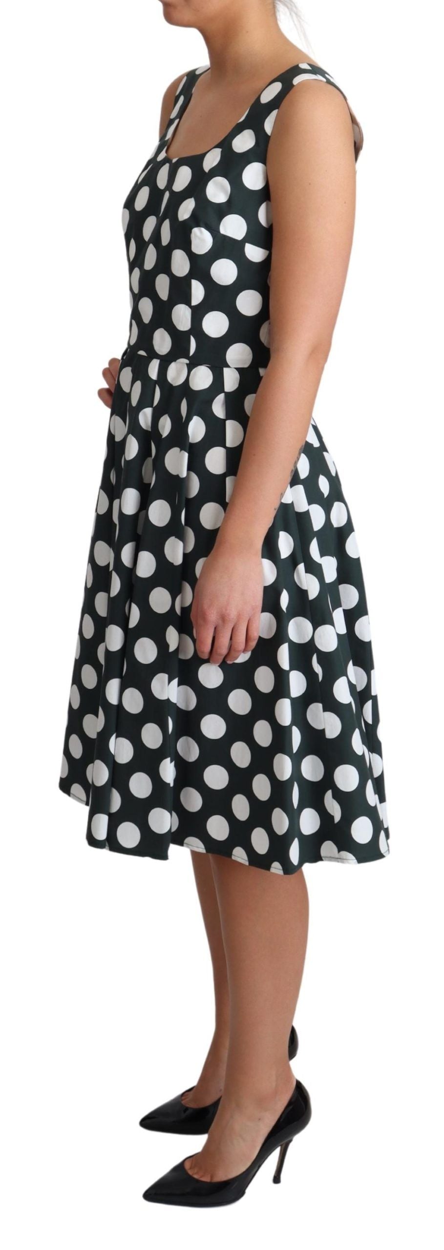 Dolce &amp; Gabbana Green Polka Dotted Cotton A-Line Dress