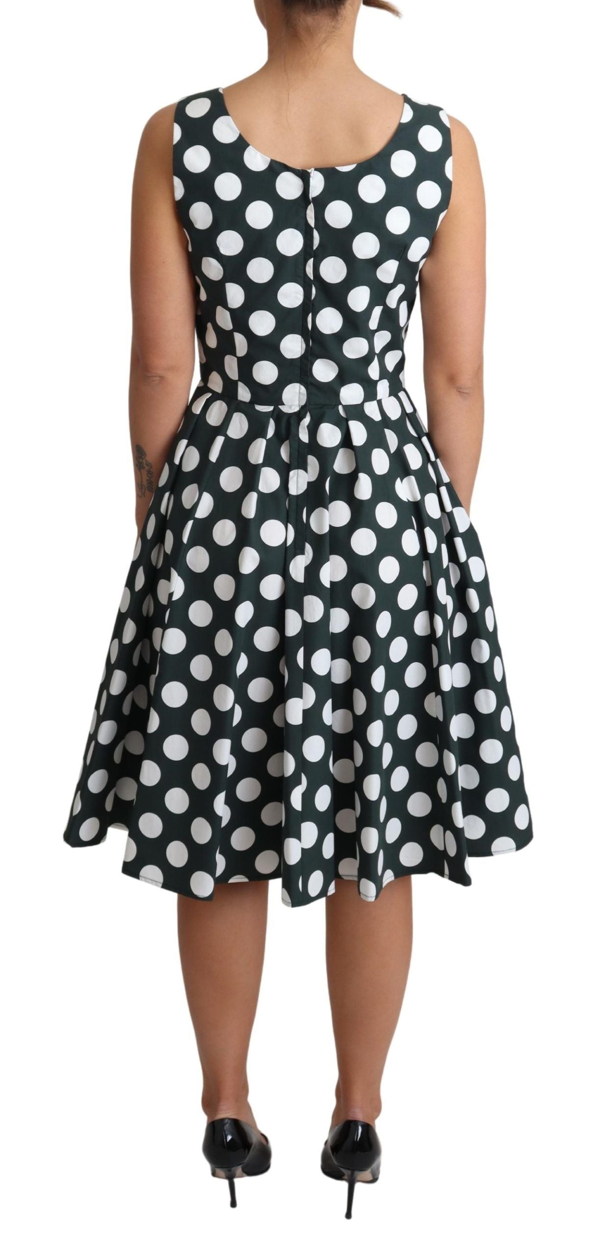 Dolce &amp; Gabbana Green Polka Dotted Cotton A-Line Dress