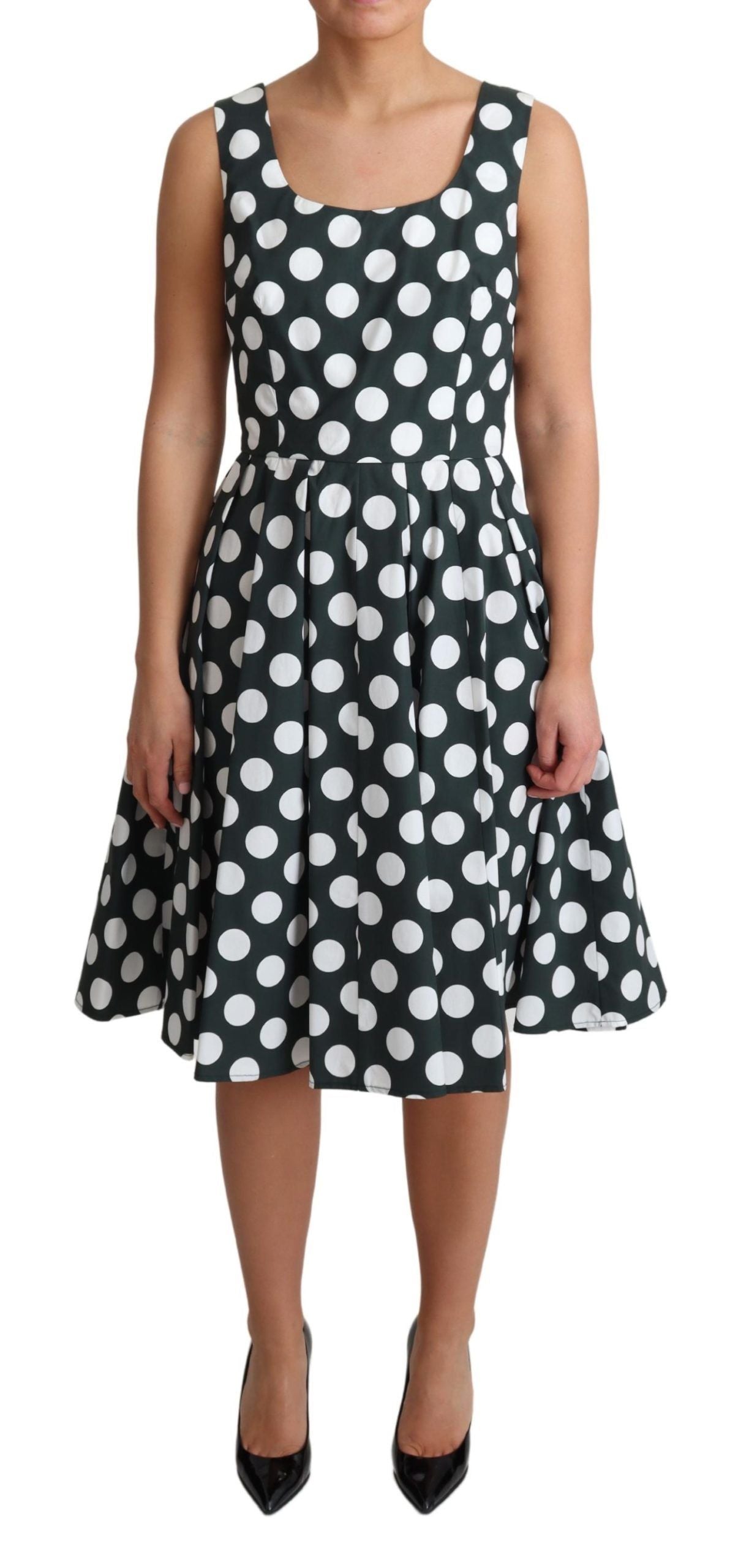 Dolce &amp; Gabbana Green Polka Dotted Cotton A-Line Dress