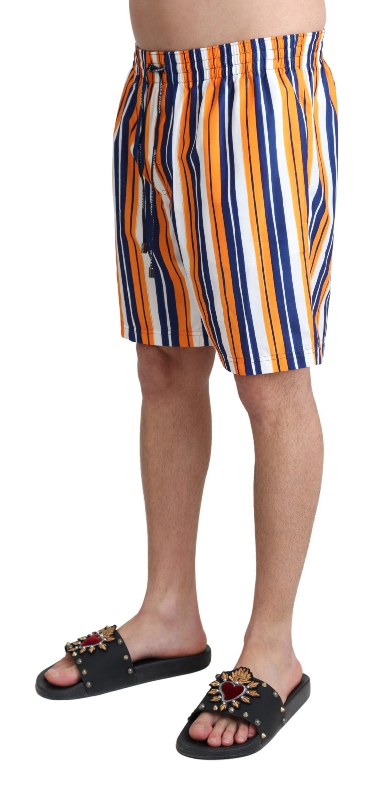 Dolce &amp; Gabbana Multicolor Striped Beachwear Swimshorts