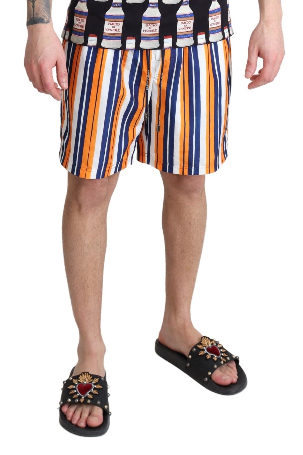 Dolce &amp; Gabbana Multicolor Striped Beachwear Swimshorts