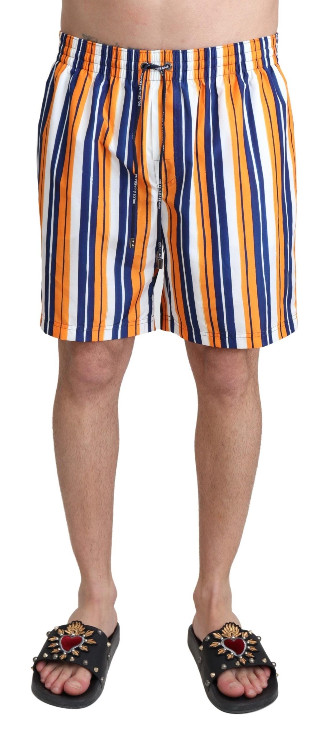 Dolce &amp; Gabbana Multicolor Striped Beachwear Swimshorts