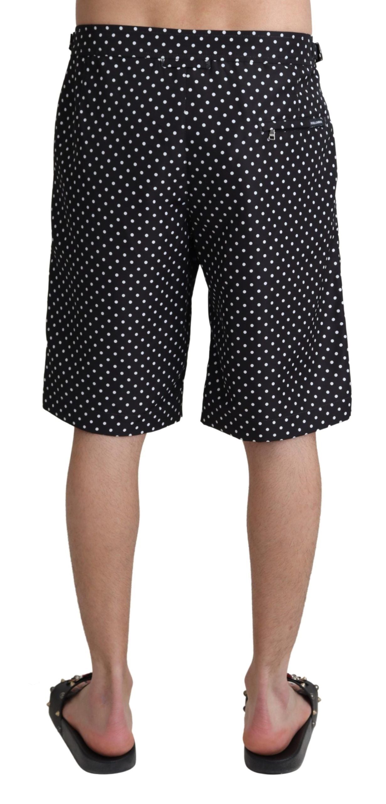 Dolce &amp; Gabbana Black Polka Dots Beachwear Shorts Swimwear