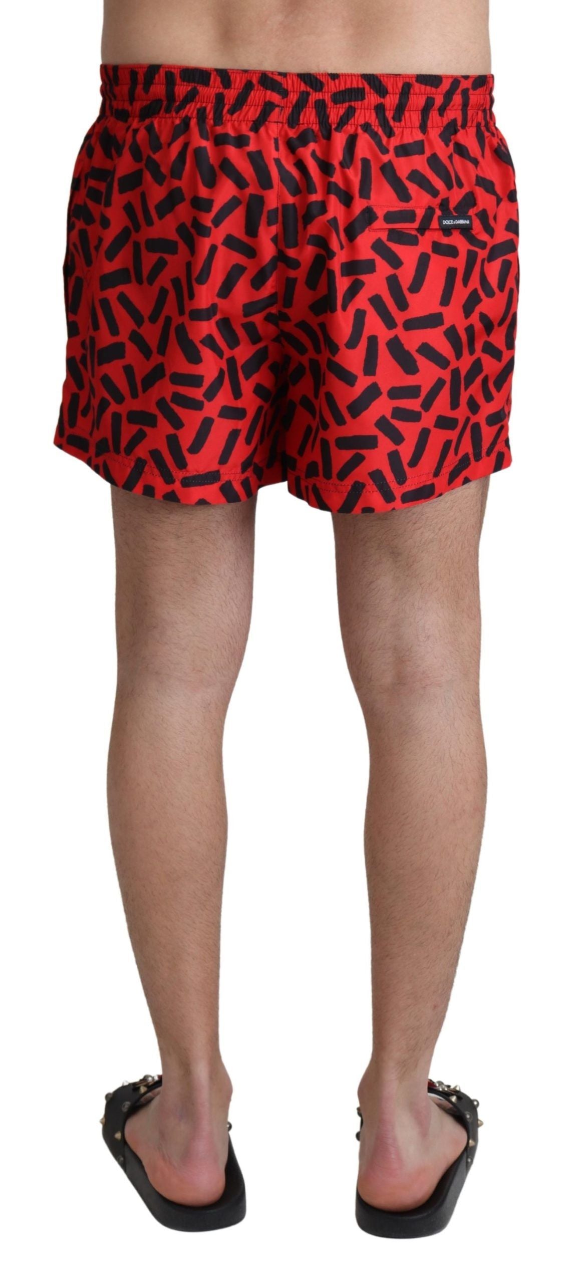 Dolce &amp; Gabbana Rot gemusterte Beachwear Shorts Bademode