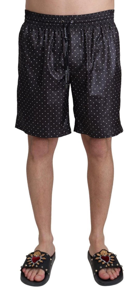 Dolce &amp; Gabbana Black Polka Dot Print Beachwear Swimwear