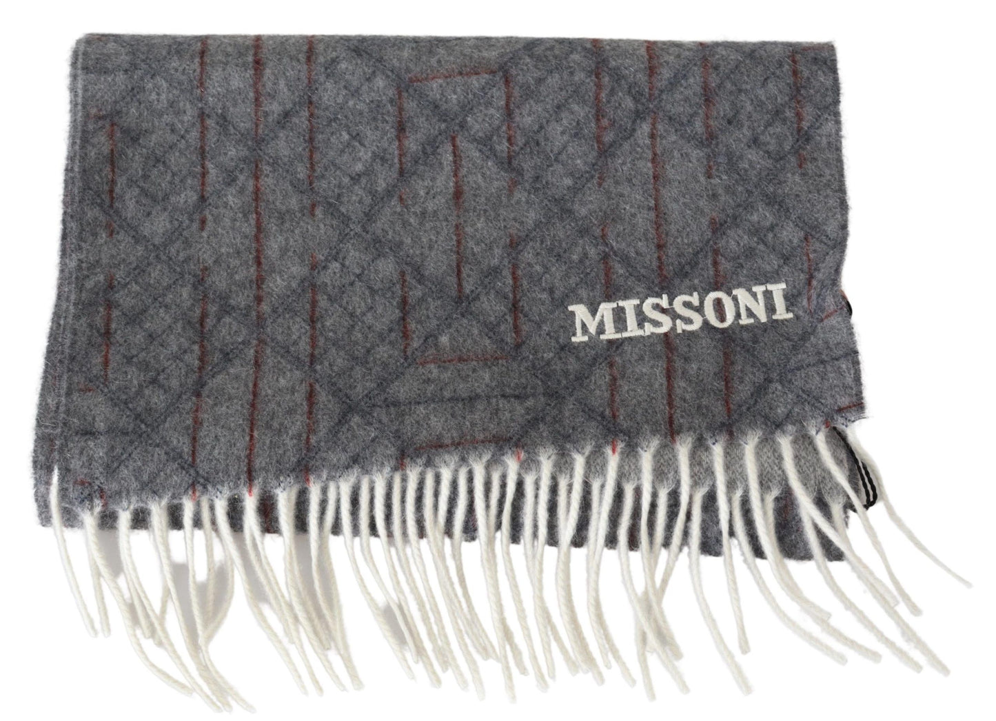 Missoni Grau gemusterter Unisex-Halsschal aus Kaschmir