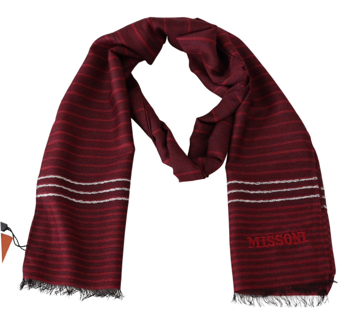 Missoni Rot gestreifter Unisex-Halswickel aus Wollmischung, Rot