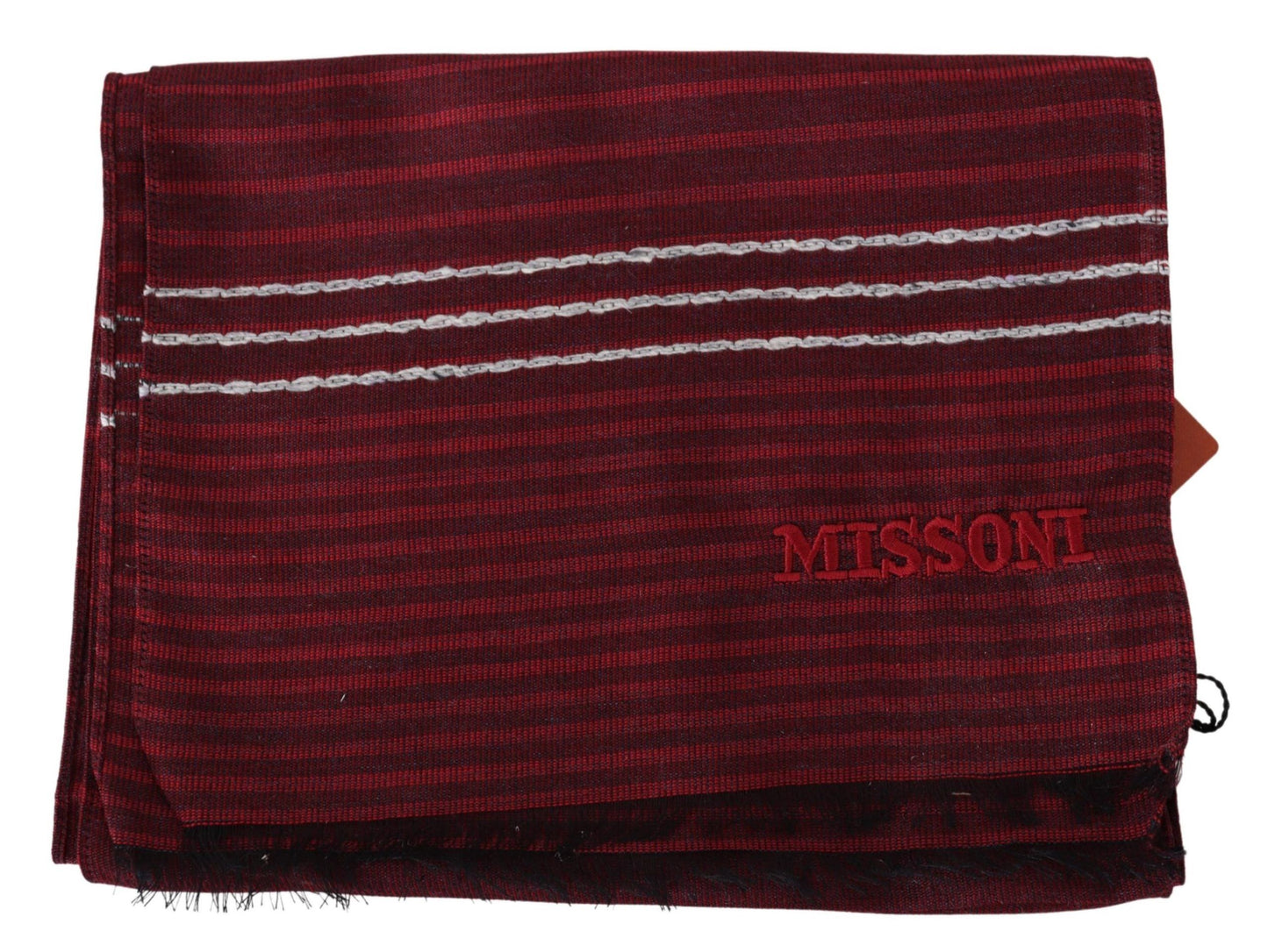 Missoni Rot gestreifter Unisex-Halswickel aus Wollmischung, Rot