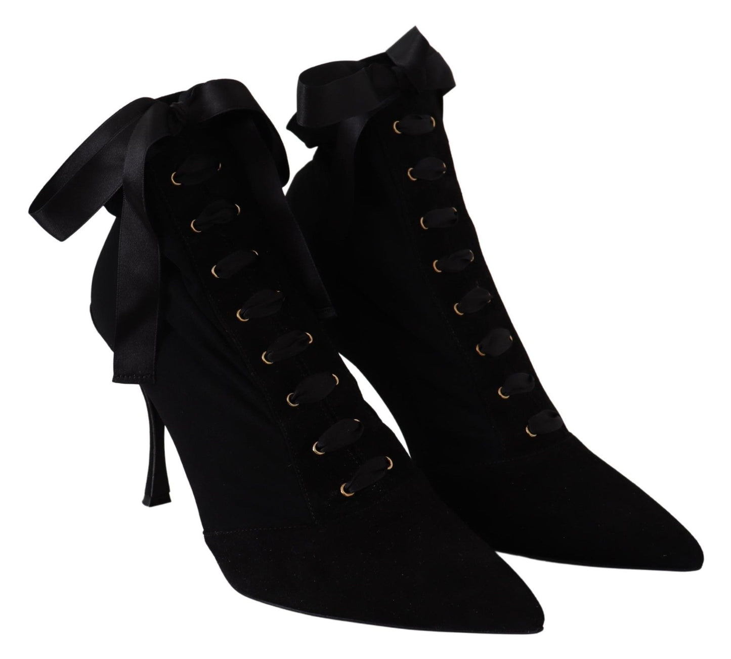 Dolce &amp; Gabbana Black Stretch Short Ankle Boots Shoes