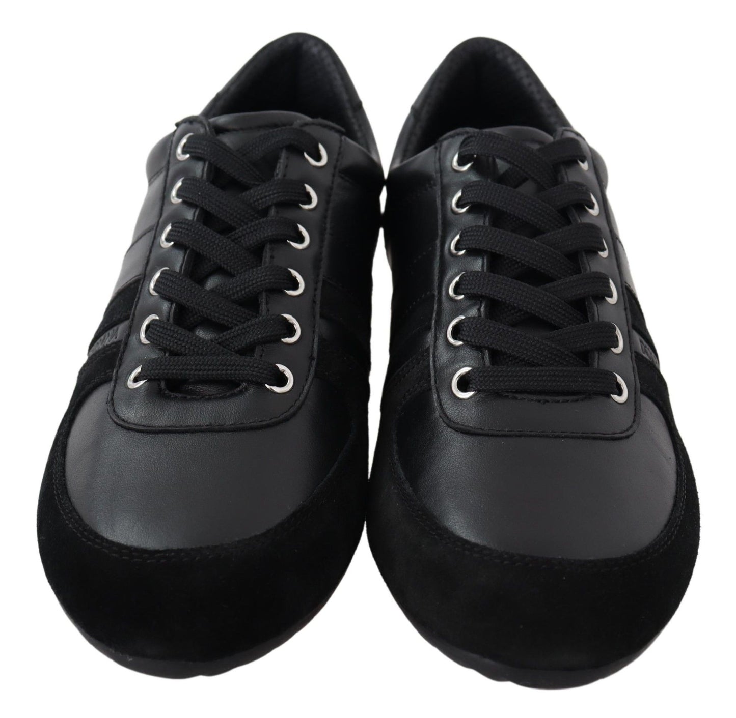 Dolce &amp; Gabbana Black Logo Leather Casual Sneakers Shoes