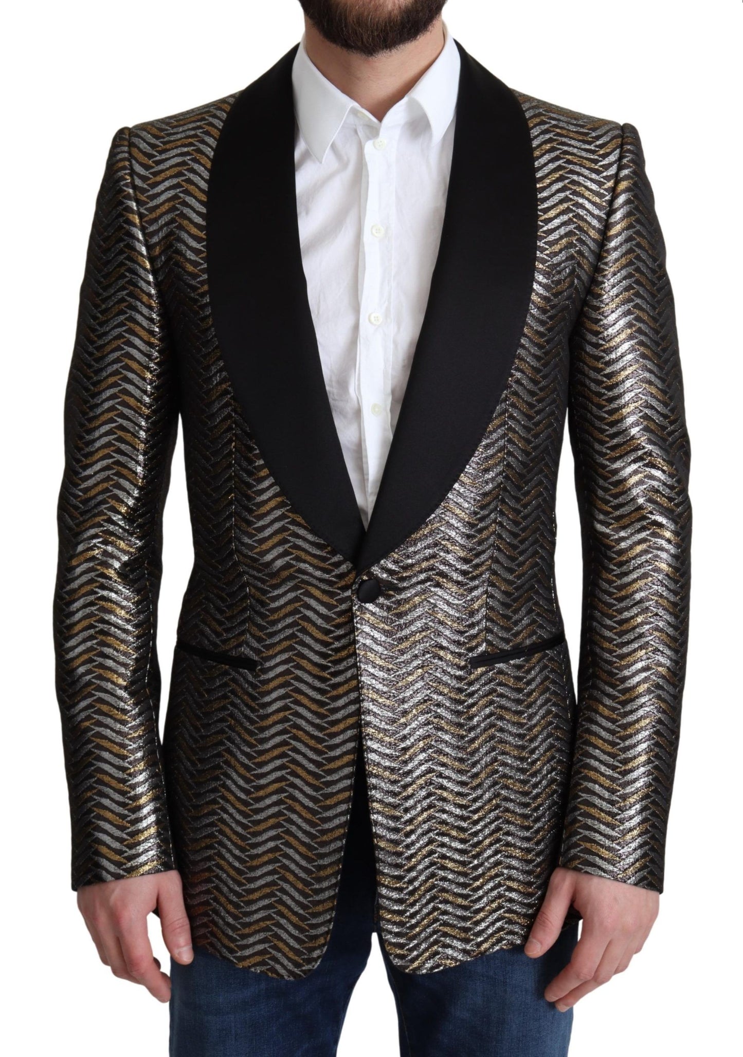 Dolce &amp; Gabbana Blazerjacke aus mehrfarbigem Metallic-Jacquard-Polyester