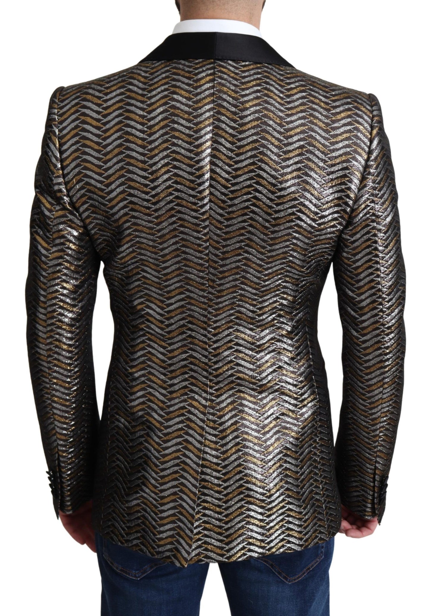 Dolce &amp; Gabbana Blazerjacke aus mehrfarbigem Metallic-Jacquard-Polyester