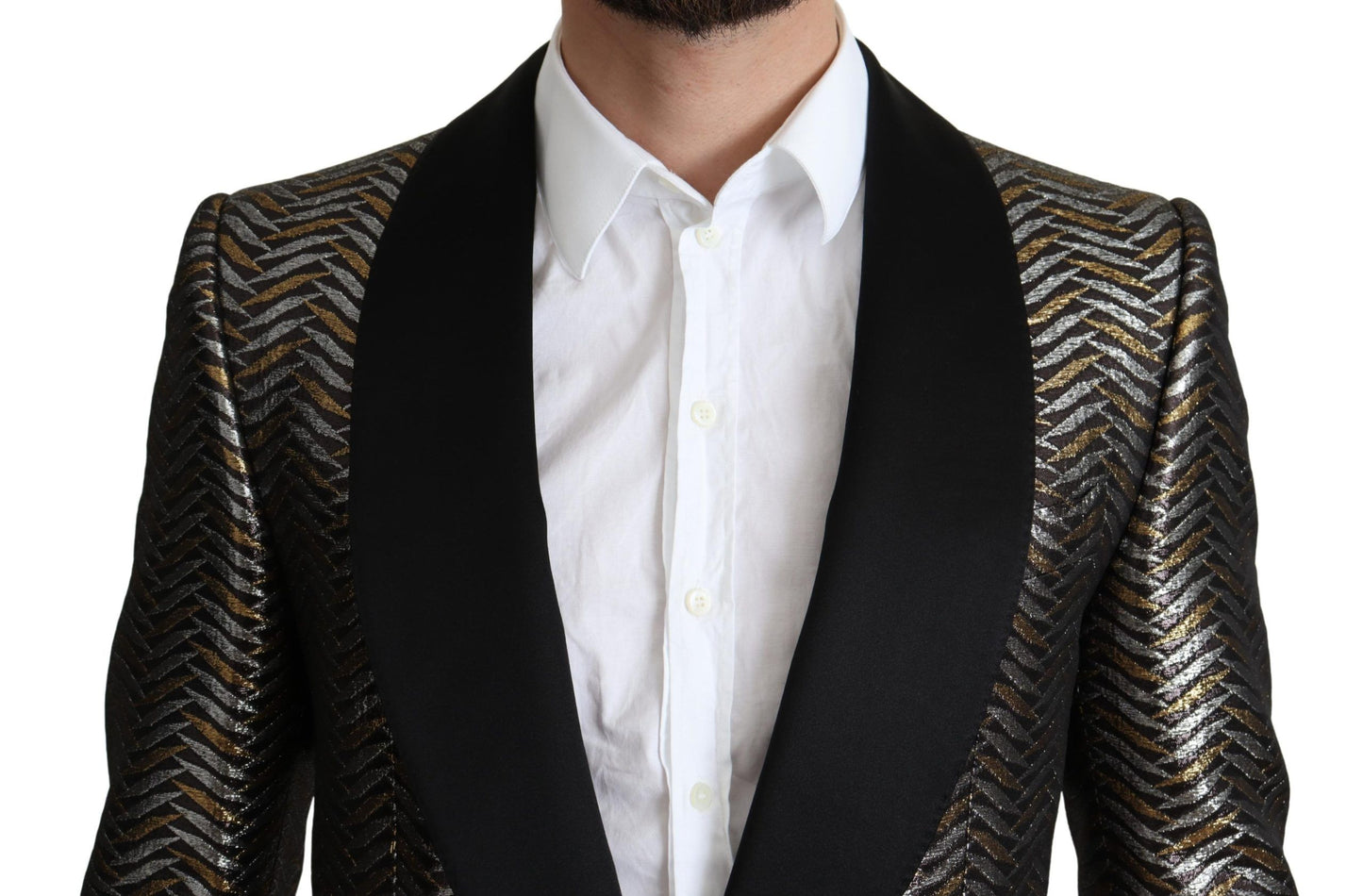 Dolce &amp; Gabbana Multicolor Metallic Jacquard Polyester Blazer Jacket