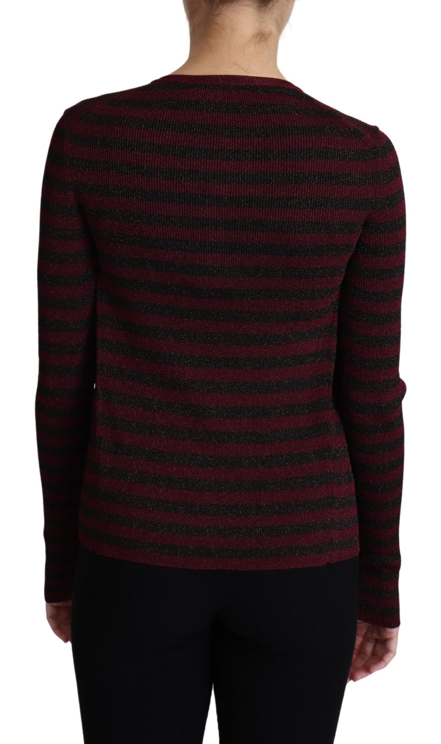 Dolce &amp; Gabbana Schwarz-rot gestreifter Viskose-Cardigan-Pullover