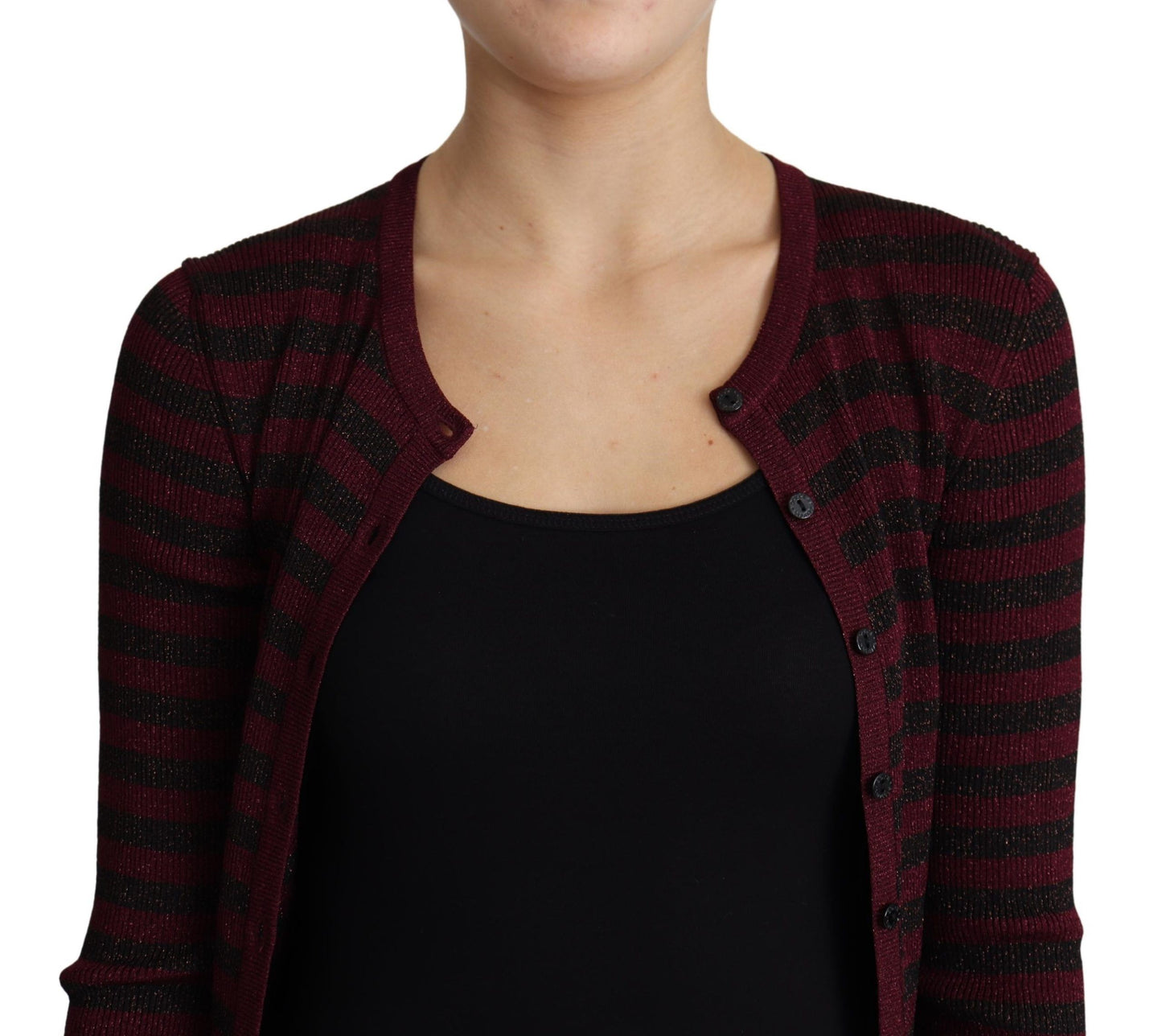 Dolce &amp; Gabbana Schwarz-rot gestreifter Viskose-Cardigan-Pullover