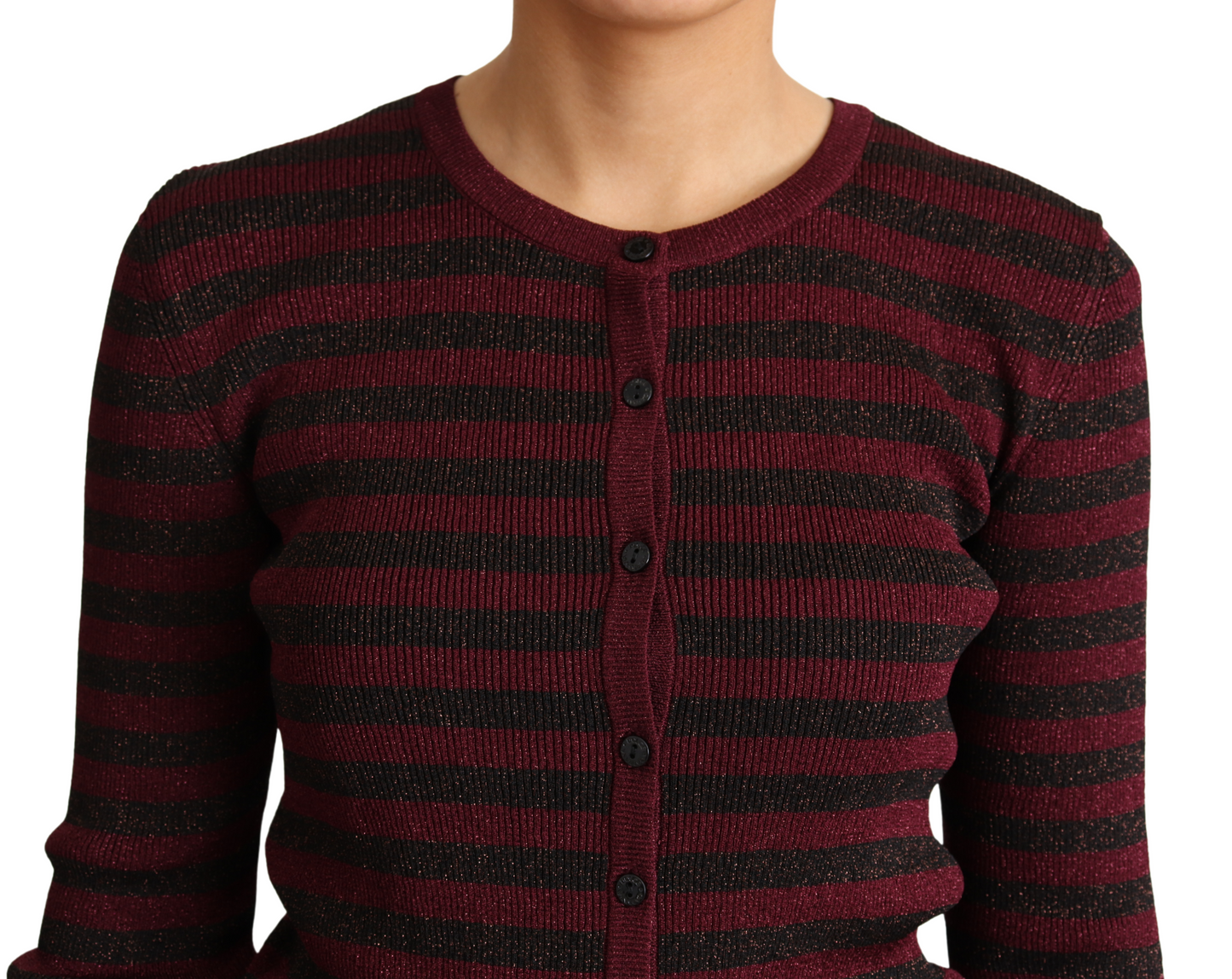 Dolce &amp; Gabbana Schwarz-rot gestreifter Viskose-Cardigan-Pullover