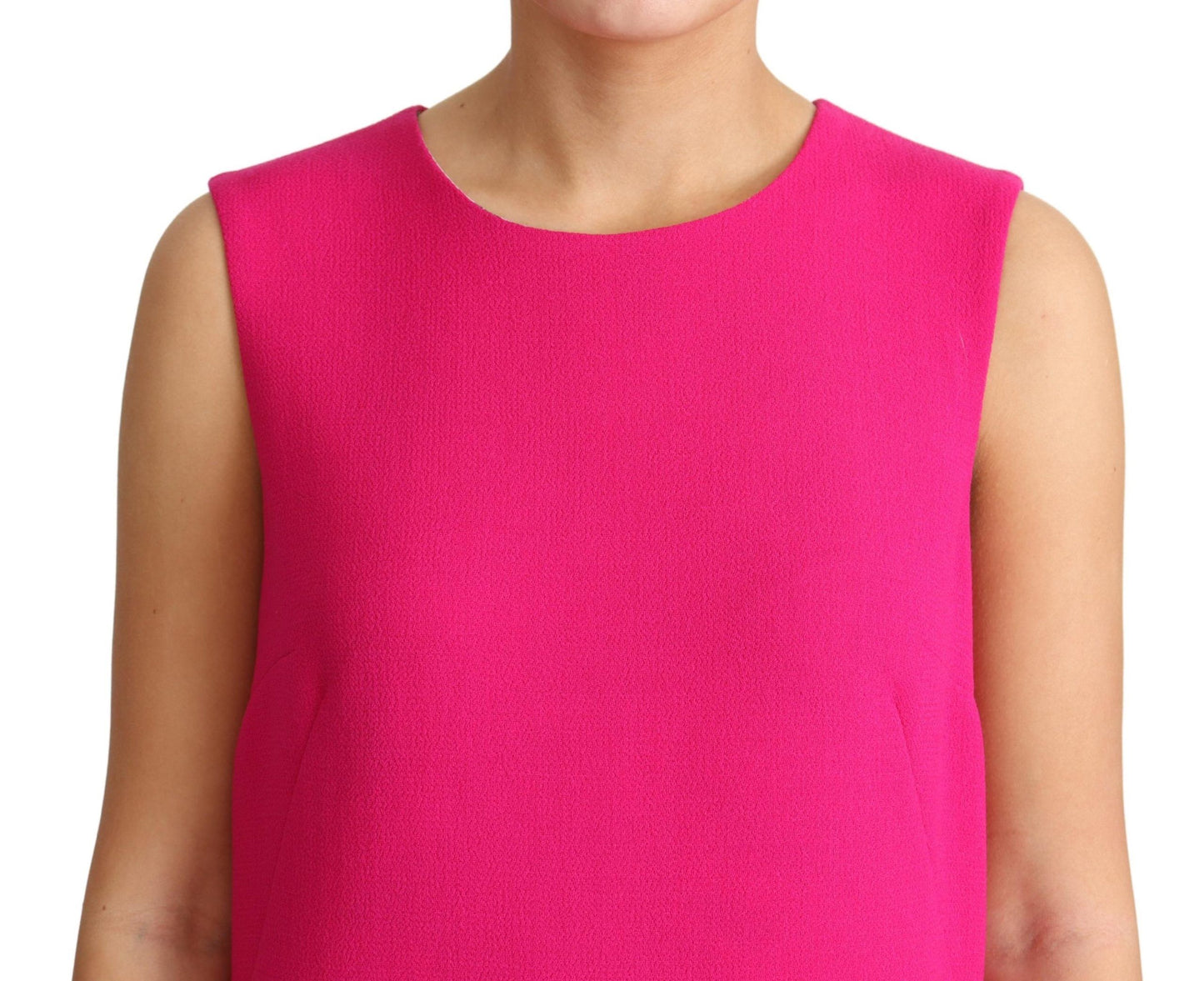 Dolce &amp; Gabbana Fuchsia Wool Sequin Shift Sleeveless Dress