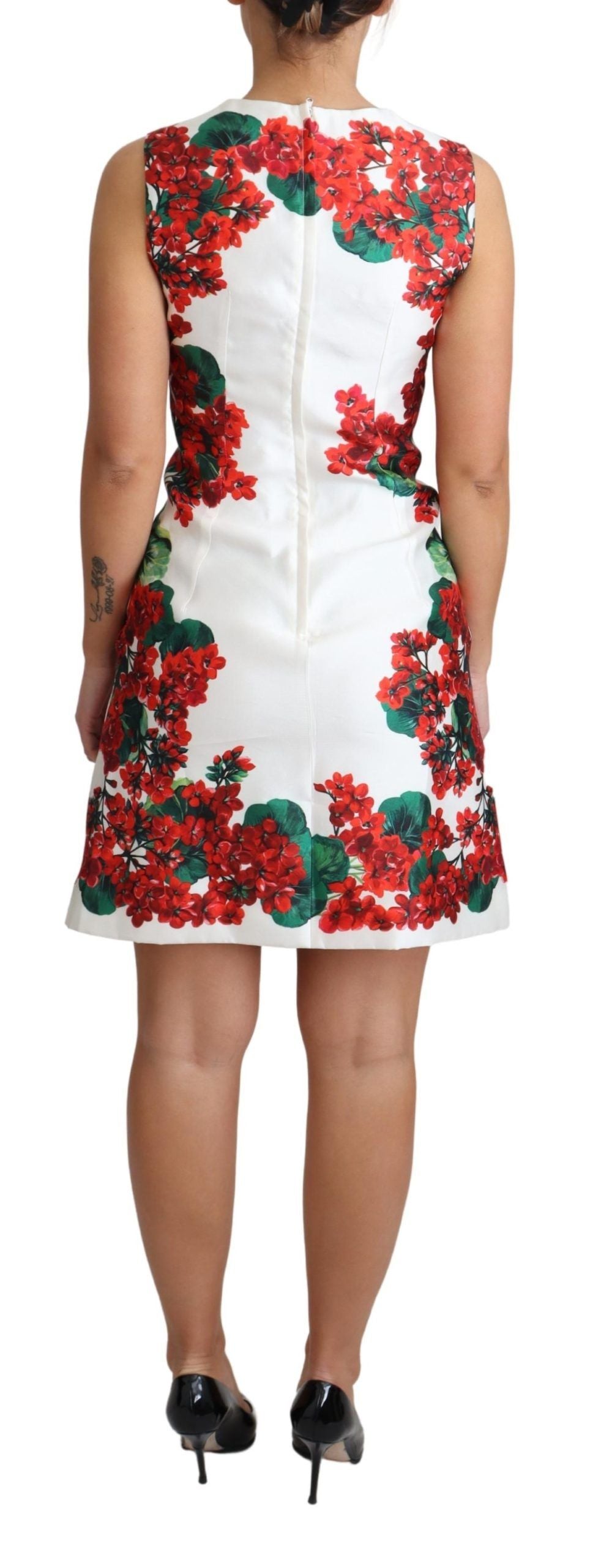 Dolce &amp; Gabbana White Portofino Motif Fitted Mini Silk Dress