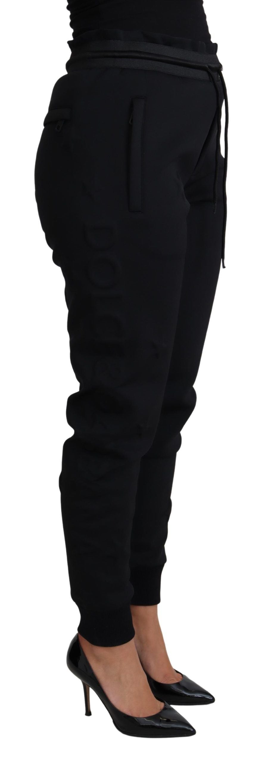 Dolce &amp; Gabbana Black Polyester Neoprene Jogger Trouser Pants