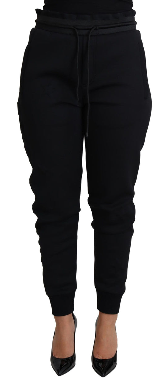 Dolce &amp; Gabbana Black Polyester Neoprene Jogger Trouser Pants