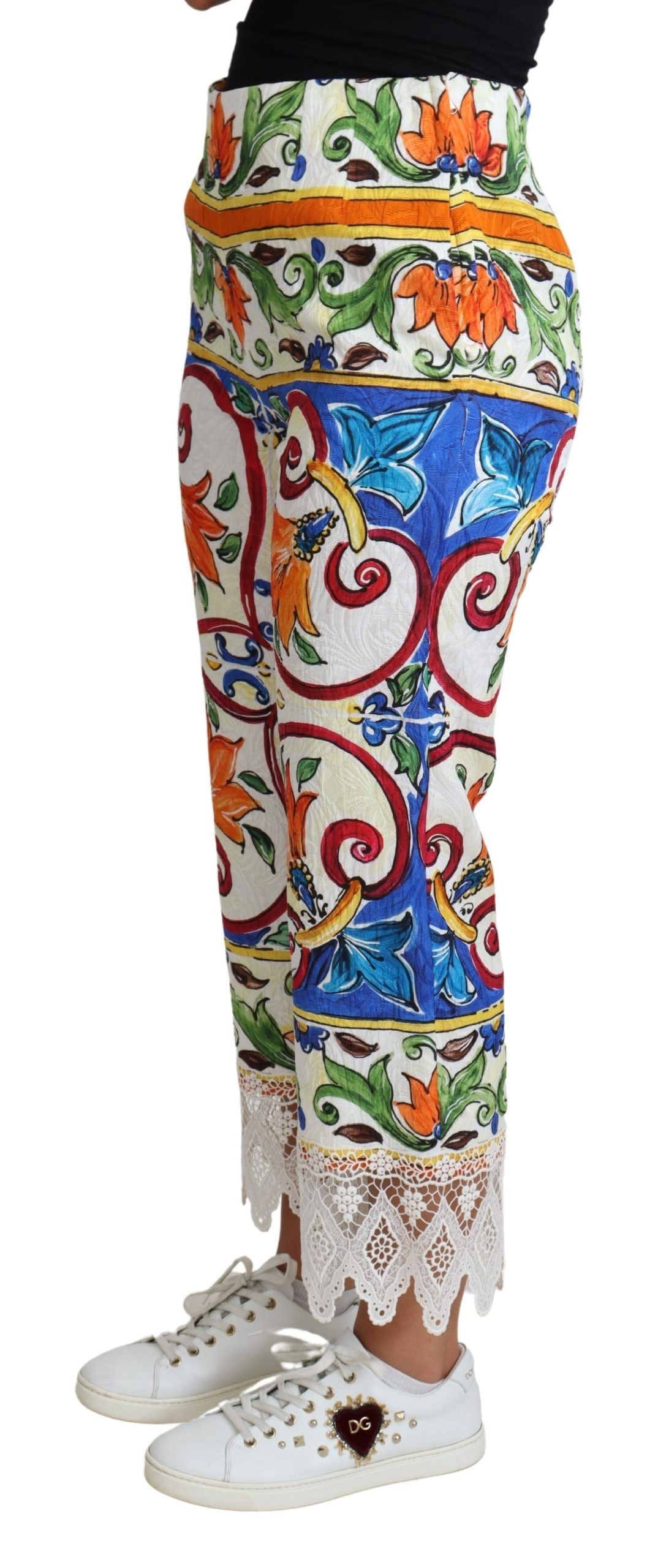 Dolce &amp; Gabbana Multicolor Majolica Print Trouser Cotton Pants