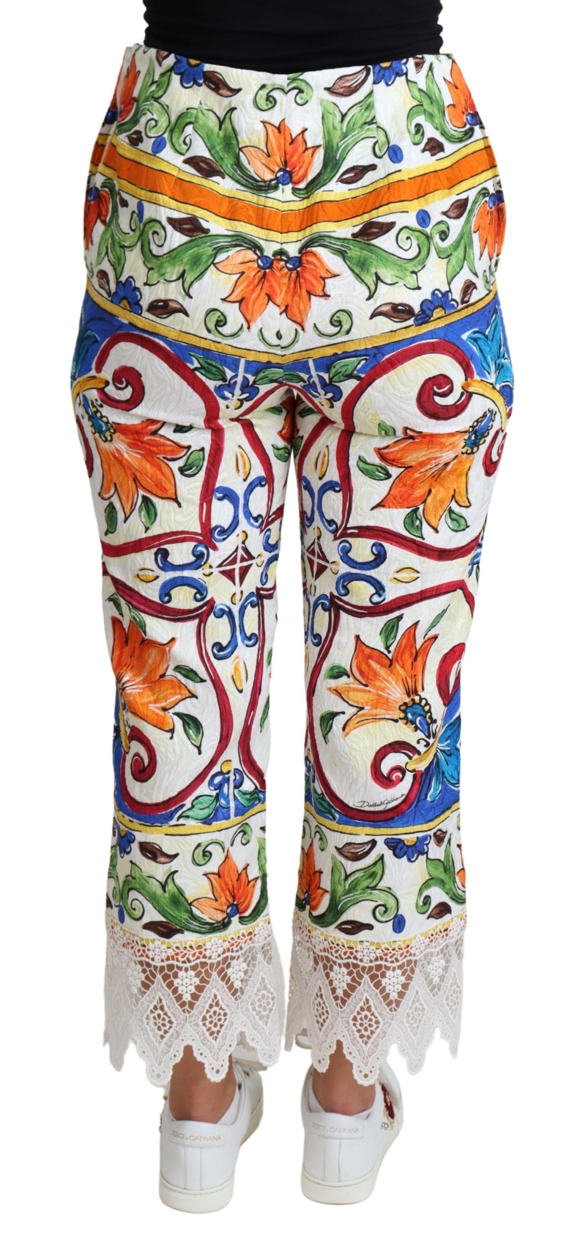 Dolce &amp; Gabbana Multicolor Majolica Print Trouser Cotton Pants