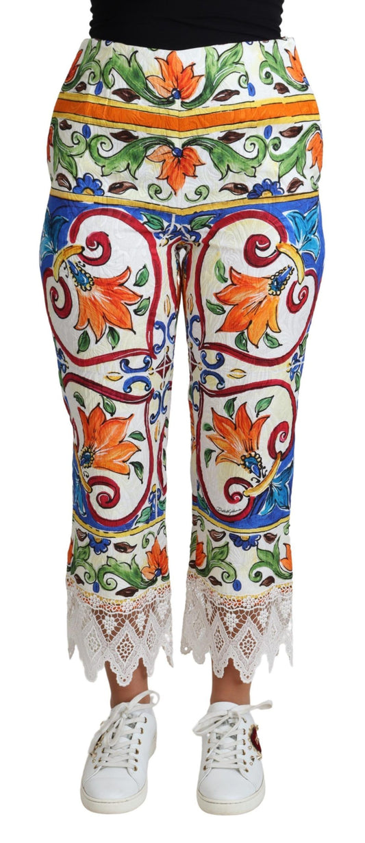 Dolce &amp; Gabbana Multicolor Majolica Print Trouser Cotton Pants