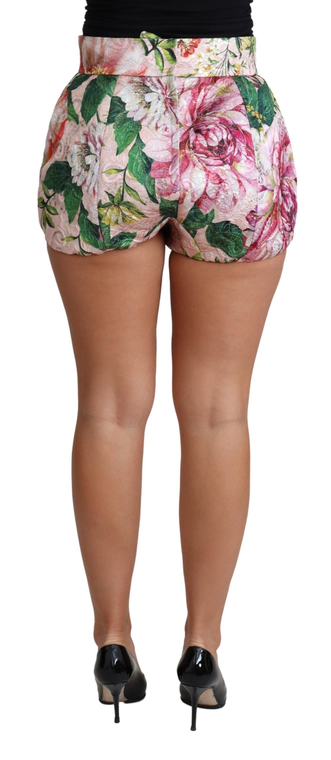 Dolce &amp; Gabbana Rosa Baumwoll-Hotpants mit Blumendruck, kurz