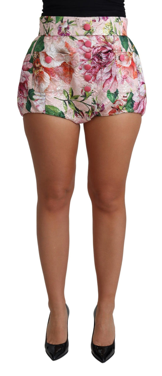 Dolce &amp; Gabbana Pink Cotton Floral Print Hot Pants Short