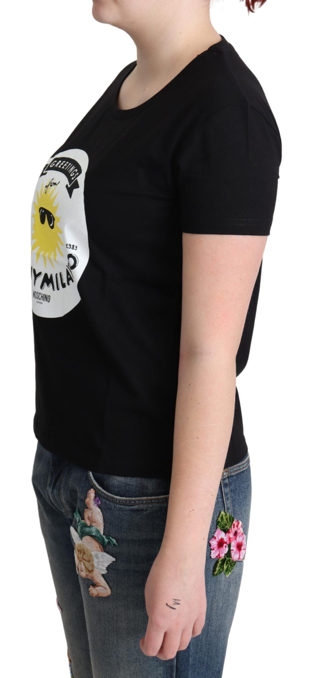 Moschino T-Shirt mit Sunny Milano-Print aus schwarzer Baumwolle