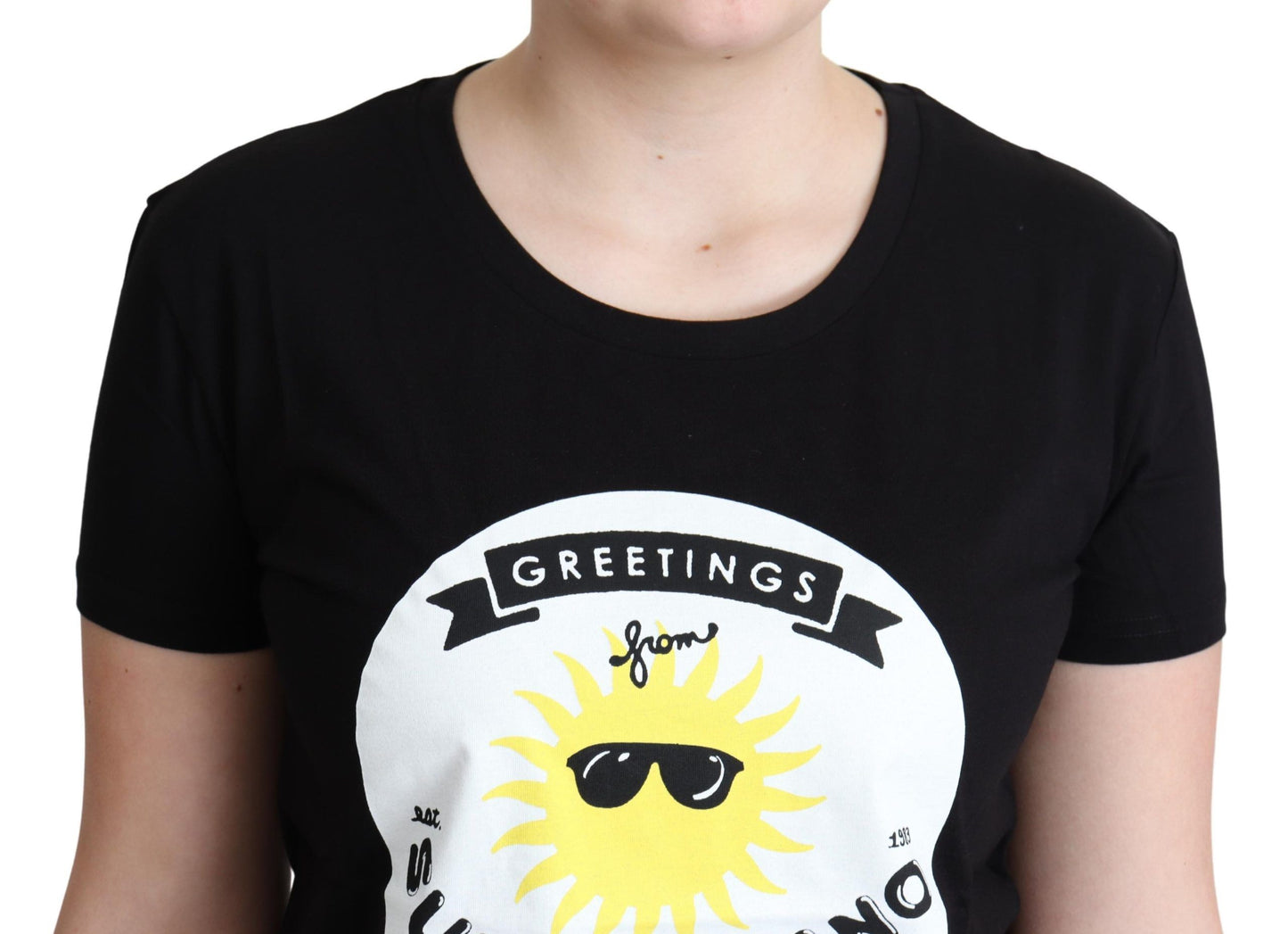 Moschino T-Shirt mit Sunny Milano-Print aus schwarzer Baumwolle