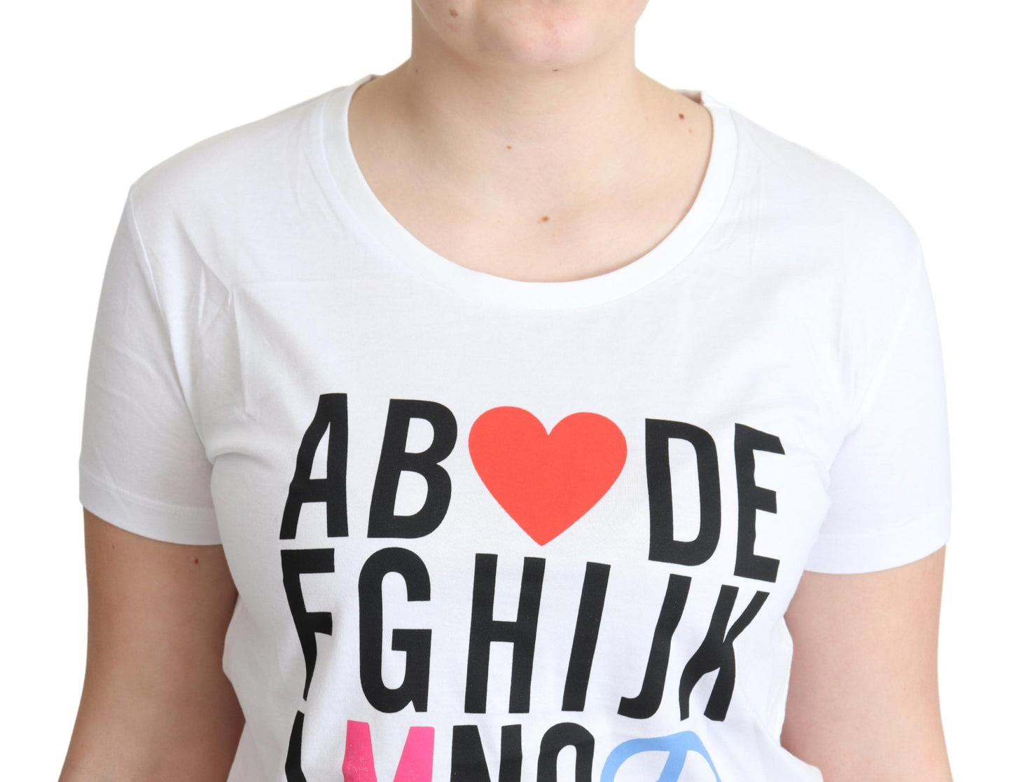 Weißes Moschino-T-Shirt aus Baumwolle mit Alphabet-Buchstaben-Print