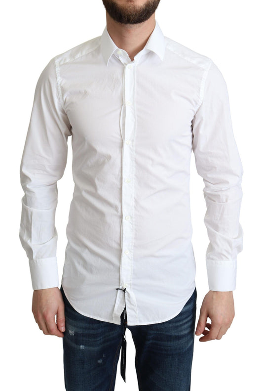 Dolce &amp; Gabbana White Cotton Long Sleeves Men Formal Shirt