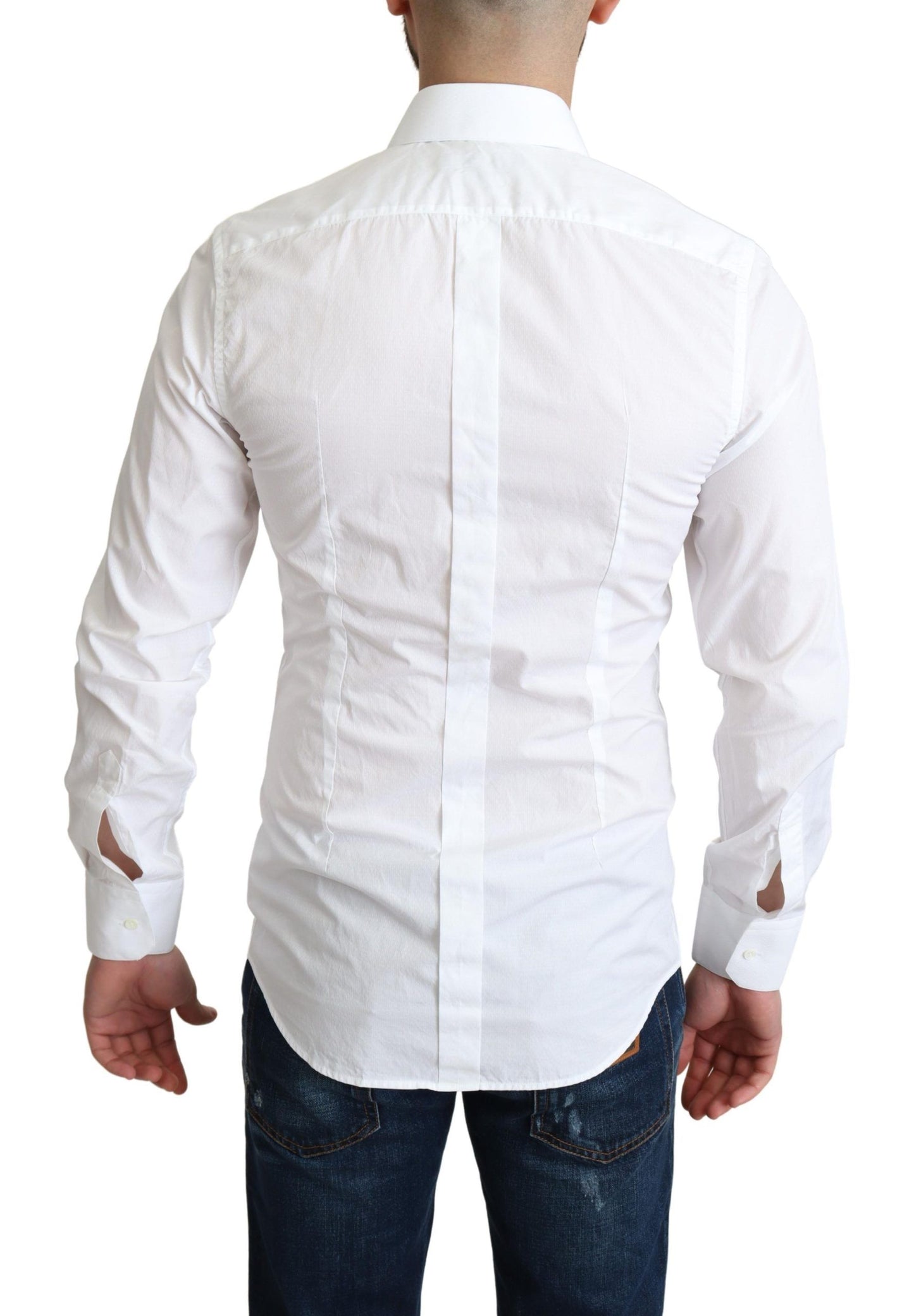 Dolce &amp; Gabbana White Cotton Long Sleeves Men Formal Shirt