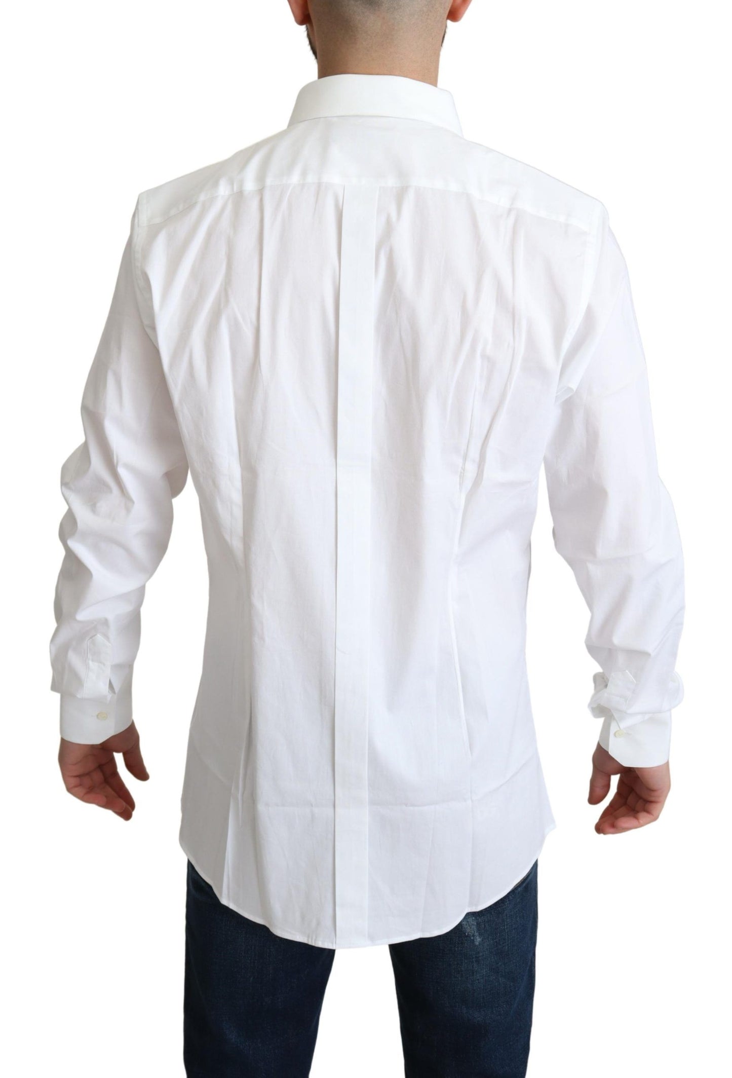 Dolce &amp; Gabbana White Cotton Stretch Men Dress Formal Shirt