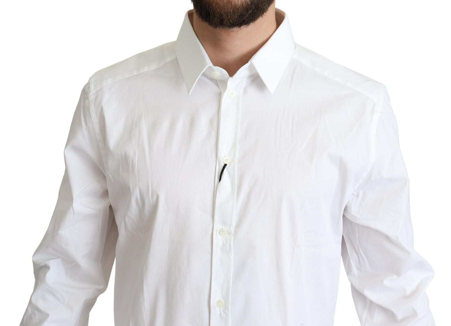 Dolce &amp; Gabbana White Cotton Stretch Men Dress Formal Shirt