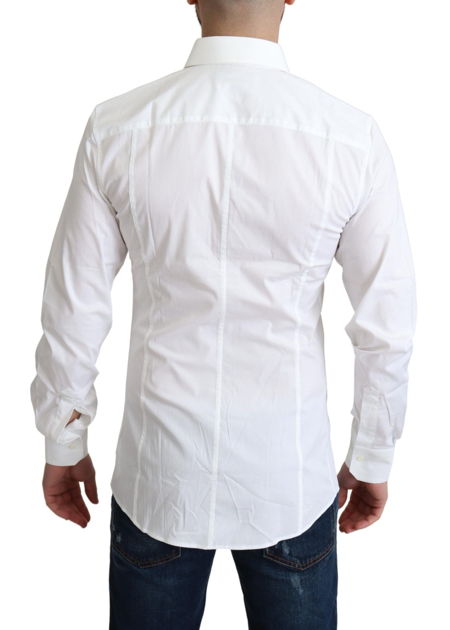 Dolce &amp; Gabbana White Cotton Stretch Men Formal SICILIA Shirt