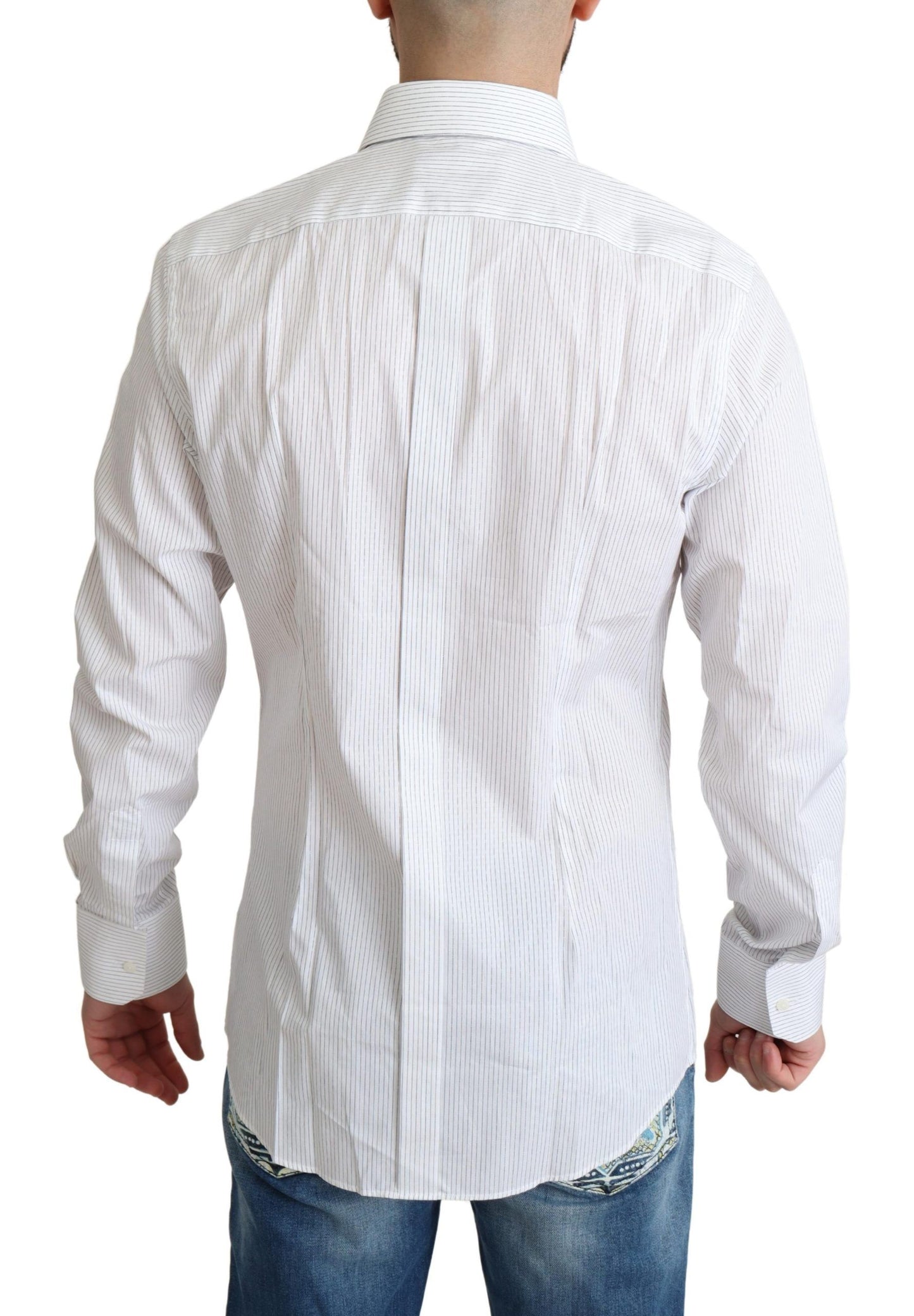 Dolce &amp; Gabbana White Stripes Cotton Formal Dress Shirt