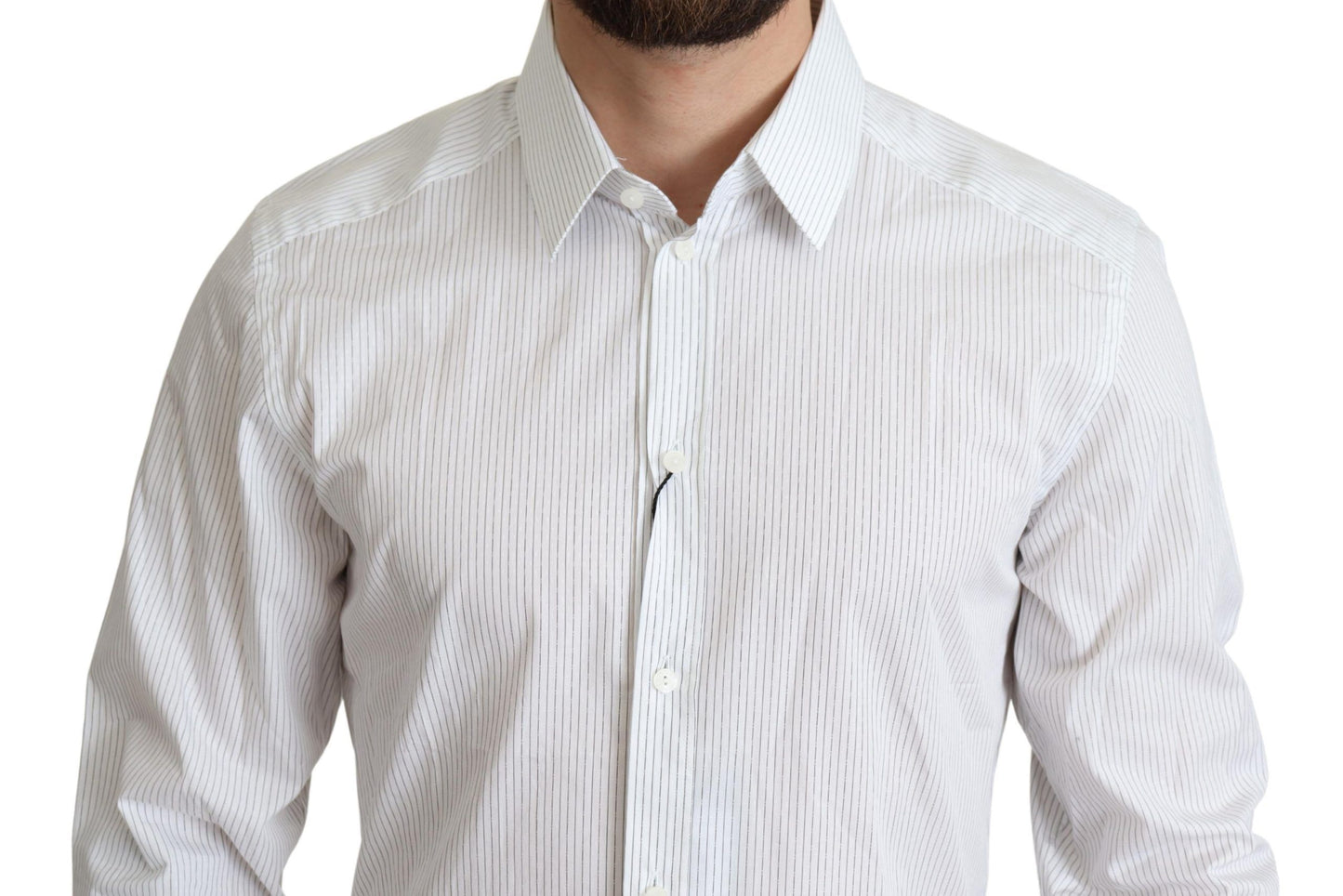 Dolce &amp; Gabbana White Stripes Cotton Formal Dress Shirt