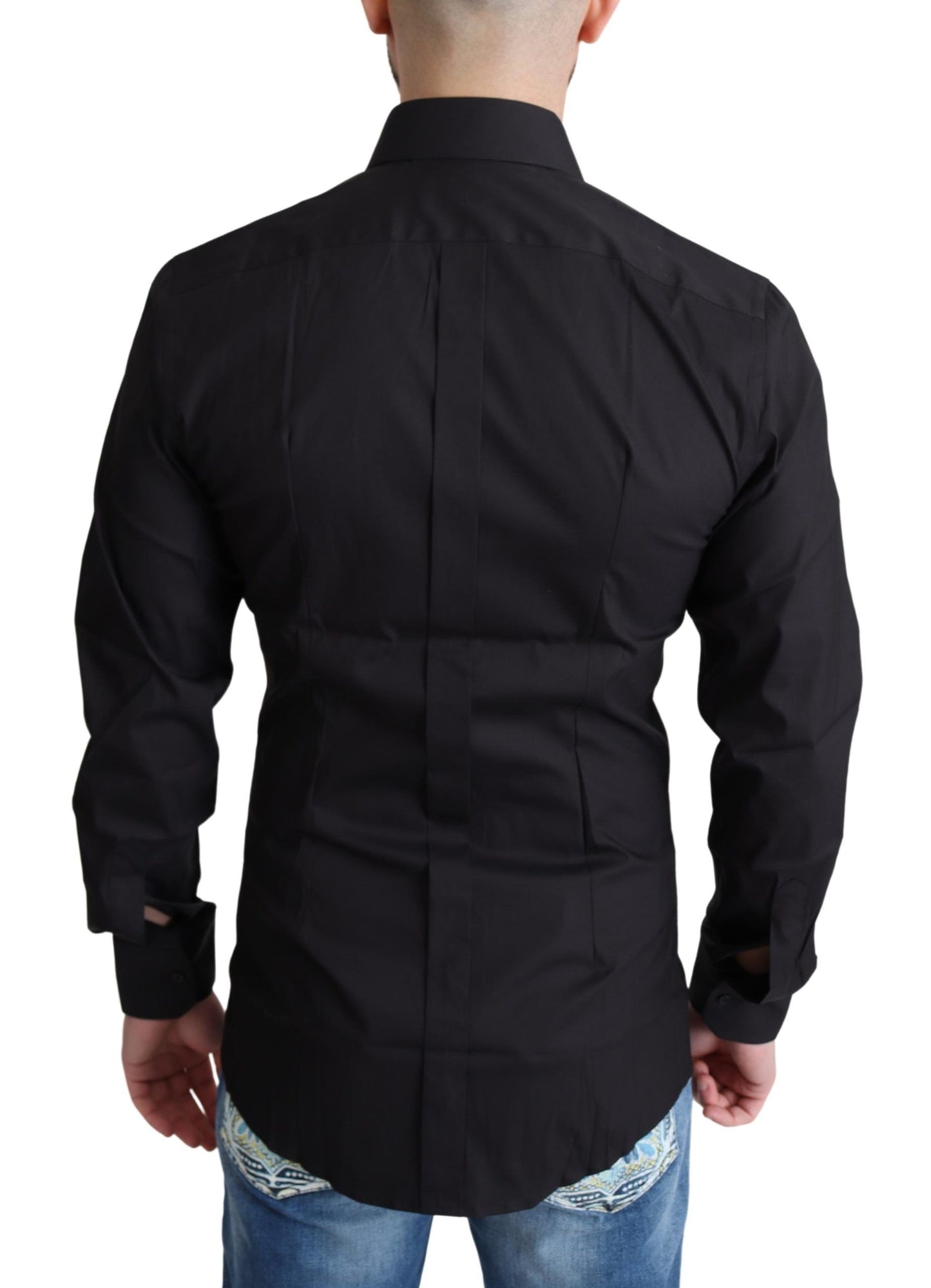 Dolce &amp; Gabbana Black Cotton Blend Formal Dress Shirt