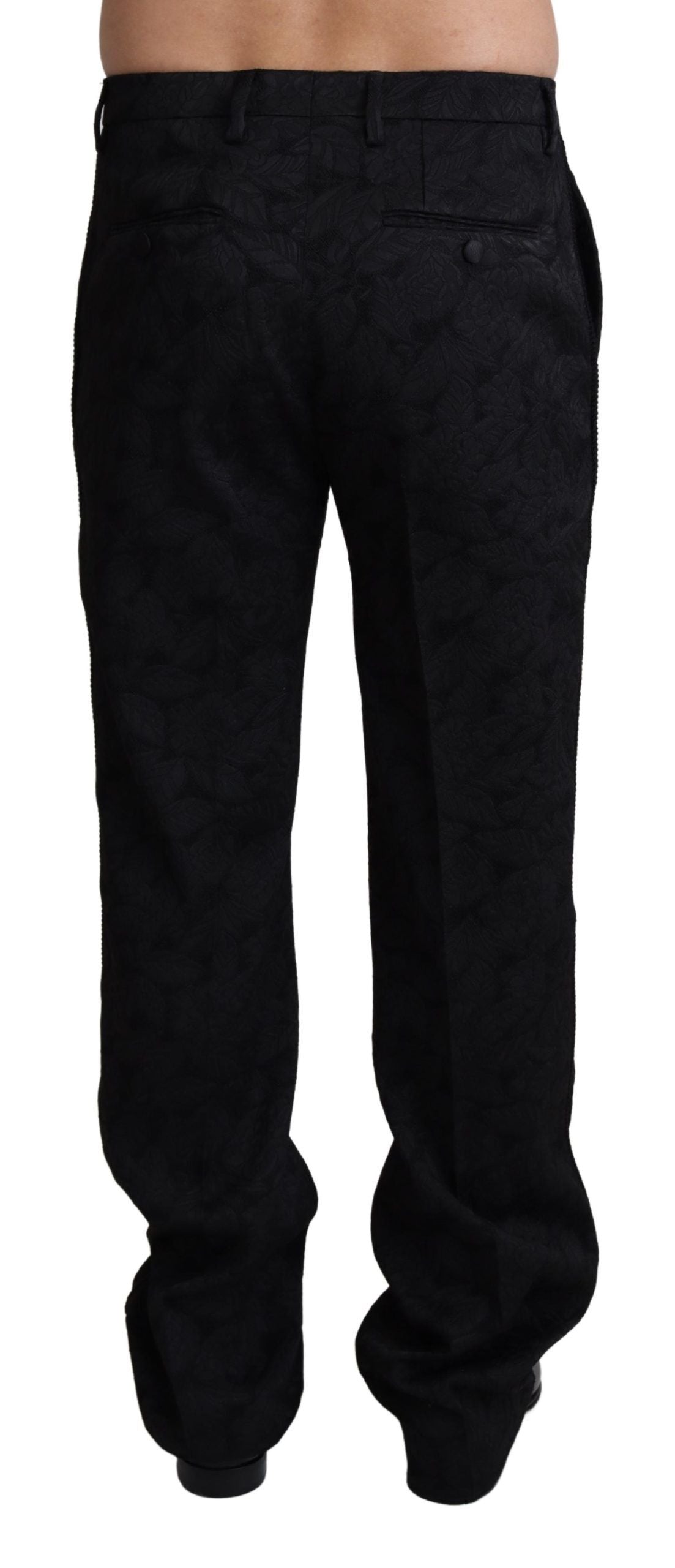 Dolce &amp; Gabbana Black Jaquard Formal Men Trouser Pants