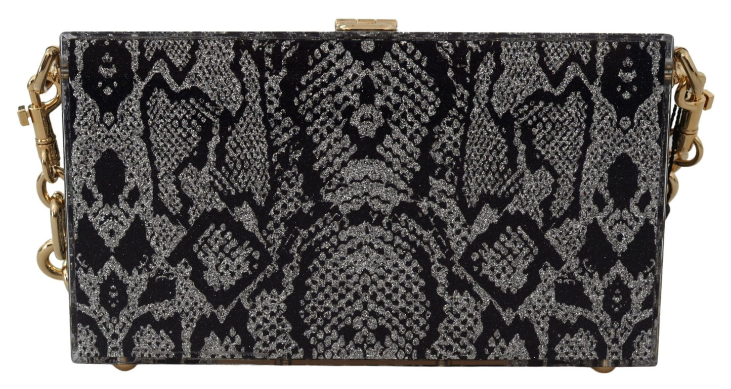 Dolce &amp; Gabbana Grey Fashion Devotion Clutch Plexi SICILY BOX Purse