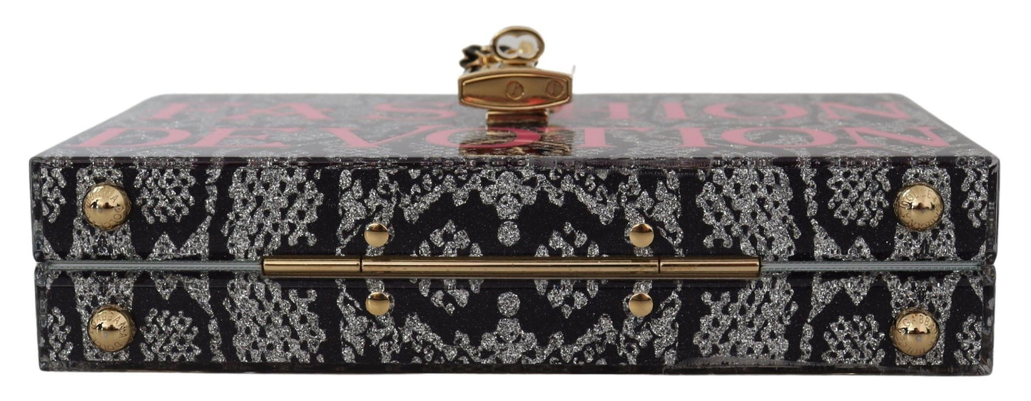 Dolce &amp; Gabbana Grey Fashion Devotion Clutch Plexi SICILY BOX Purse