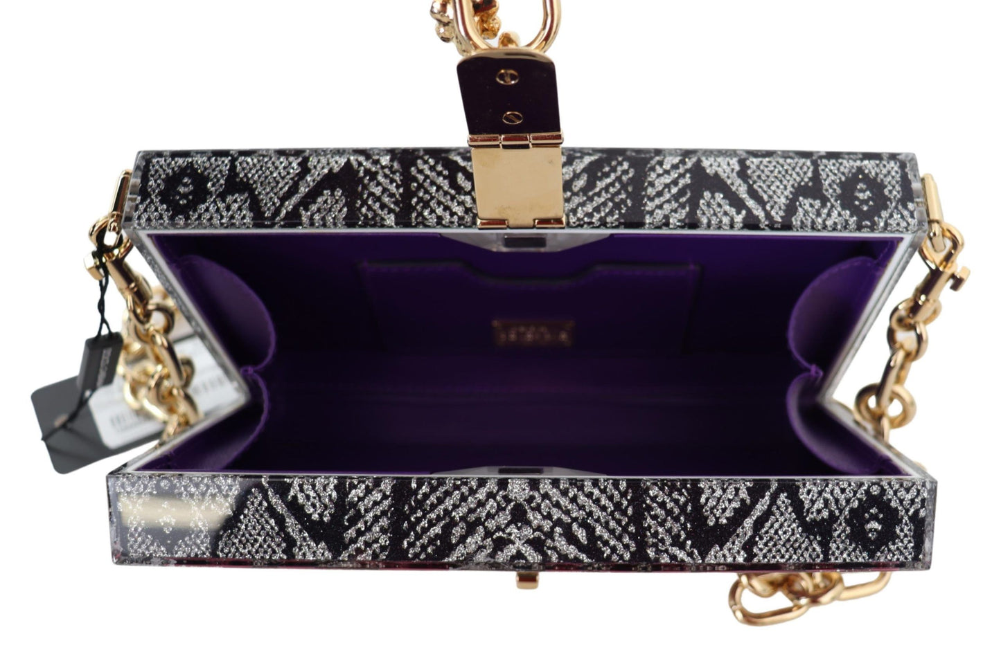 Dolce &amp; Gabbana Grey Fashion Devotion Clutch Plexi SICILY BOX Geldbörse